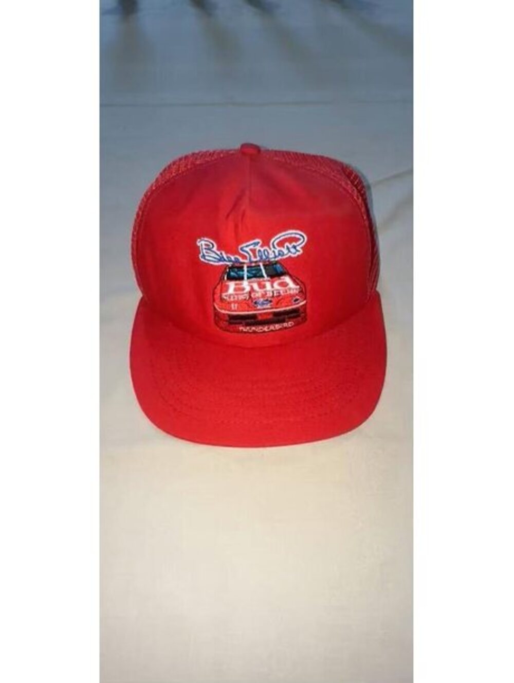 VTG 90s Bill Elliott Budweiser Racing Snapback Hat Trucker Made in USA Ford